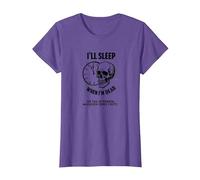 Dormiré Cuando esté Muerto o Esta Tarde: Cráneo Divertido Camiseta, Mujer, Morado Jaspeado, XXL
