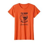 Dormiré Cuando esté Muerto o Esta Tarde: Cráneo Divertido Camiseta, Mujer, Naranja, S