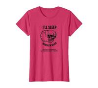Dormiré Cuando esté Muerto o Esta Tarde: Cráneo Divertido Camiseta, Mujer, Rojo Jaspeado, XXL