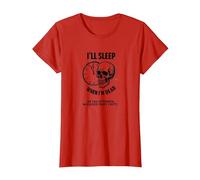 Dormiré Cuando esté Muerto o Esta Tarde: Cráneo Divertido Camiseta, Mujer, Rojo, XS