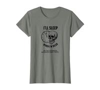 Dormiré Cuando esté Muerto o Esta Tarde: Cráneo Divertido Camiseta, Mujer, Verde Militar Jaspeado, XL