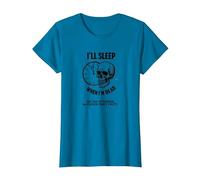 Dormiré Cuando esté Muerto o Esta Tarde: Cráneo Divertido Camiseta, Mujer, Zafiro, XXL