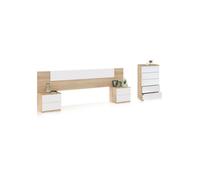 Dormitorio akari 5c blanco artik (blanco mate) - roble canadian 247 x 95 x 38 cm