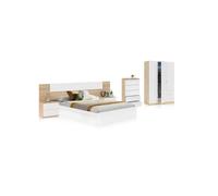 Dormitorio akari 5c max blanco artik (blanco mate) - roble canadian 196 x 37 x cm