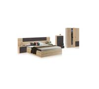 Dormitorio akari 5c max roble canadian - óxido 196 x 37 x cm