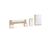 Dormitorio akari 5c plus blanco artik (blanco mate) - roble canadian 247 x 95 x 38 cm