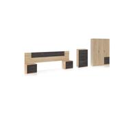 Dormitorio akari 5c plus roble canadian - óxido 247 x 95 x 38 cm