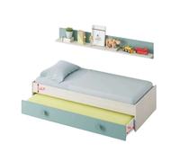 Dormitorio completo para habitación juvenil o infantil en color verde y blanco con un somier incluido 98 cm