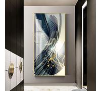 Dormitorio Decoración para el hogar Abstracto Negro Líneas amarillas Pintura de pared Moderna Lona Póster Impresión Arte de la pared Imágenes para sala de estar 90x170cm (36x68in) Con marco