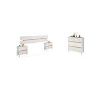 Dormitorio ezra 3c blanco artik (blanco mate) - roble nodi 216 x 47 x 3 cm