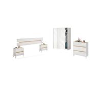 Dormitorio ezra 3c plus blanco artik (blanco mate) - roble nodi 216 x 47 x 3 cm