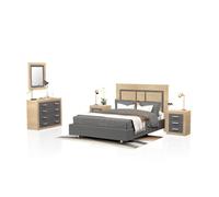 Dormitorio kira 4c cambria - grafito 160 x 119 x 4 cm