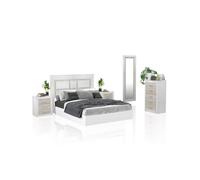 Dormitorio kira 5c andersen pino - gris 160 x 119 x 4 cm