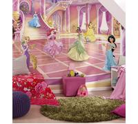 Dormitorio Niña Princesas Papel Mural Disney Rosa Rojo Decoración Ariel Tiana