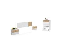 Dormitorio nitza 5c blanco artik (blanco mate) - natur 166 x 50 x 3 cm