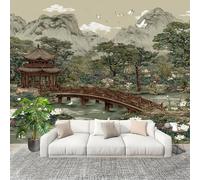 Dormitorio Papel Pintado Escena de JardíN Pintada Pared Panorámico 300x210 cm Verde Fotomurales No Tejido, Póster Gigante de Pared Personalizado 3D Para Salón Fotomurales