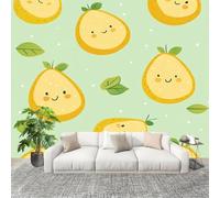Dormitorio Papel Pintado Estampado Simple de Aguacate Pared Panorámico 400x280 cm Verde Claro Fotomurales No Tejido, Póster Gigante de Pared Personalizado 3D Para Salón Fotomurales