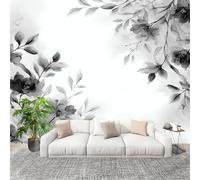 Dormitorio Papel Pintado Flores Sencillas de Acuarela Pared Panorámico 250x175 cm Gris Fotomurales No Tejido, Póster Gigante de Pared Personalizado 3D Para Salón Fotomurales