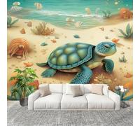 Dormitorio Papel Pintado OcéAno Cuckold Marina Algas Playa Pared Panorámico 350x256 cm MarróN Fotomurales No Tejido, Póster Gigante de Pared Personalizado 3D Para Salón Fotomurales