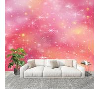 Dormitorio Papel Pintado SoñAdor Brillante Luz de Estrellas Pared Panorámico 400x280 cm Rosa Fotomurales No Tejido, Póster Gigante de Pared Personalizado 3D Para Salón Fotomurales