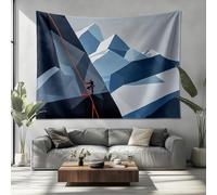 Dormitorio Sala De Estar Habitación Tapiz 230x180cm Escalador De Rocas De Cordillera Abstracta Tapiz Microfibra Azul GrisáCeo Para Adolescente Habitación De Los Niños Decoración De Pared Ropa de Cama