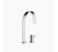 Dornbracht MEM mezclador de dos agujeros, grifería de cocina, con rosetas individuales, proyección 241mm, 32815682-93, Color: Cromado cepillado