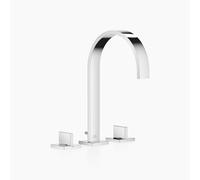 Dornbracht MEM Mezclador de lavabo de tres agujeros con rosetas simples, con desagüe automático, proyección de 200 mm, 20715782-00, Color: cromado