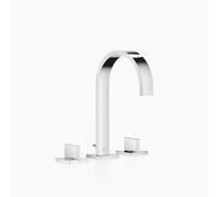 Dornbracht MEM Mezclador de lavabos de tres orificios con rosetas individuales, con desagüe automático, 165 mm de proyección, 20713782-00, Color: cromado