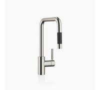 Dornbracht META Mezclador cuadrado de cocina, monomando, extraíble, con función de ducha, proyección 200mm, 33870861-06, Color: Platino cepillado