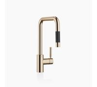 Dornbracht META Mezclador cuadrado de cocina, monomando, extraíble, con función de ducha, proyección 200mm, 33870861-46, Color: Champán cepillado