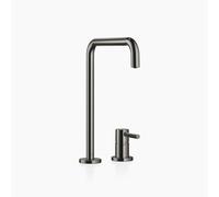 Dornbracht META Mezclador de cocina cuadrado, mezclador de dos agujeros, proyección de 235 mm, rosetas individuales, 32815861-19, Color: Cromo oscuro