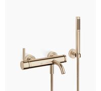Dornbracht META Mezclador monomando de bañera para montaje en pared, con juego de ducha con manguera, proyección 202mm, 33233660-27, Color: Oro claro cepillado