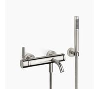 Dornbracht META Mezclador monomando de bañera para montaje en pared, con juego de ducha con manguera, proyección 202mm, 33233660-06, Color: Mate platino