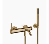 Dornbracht META Mezclador monomando de bañera para montaje en pared, con juego de ducha con manguera, proyección 202mm, 33233660-39, Color: Latón oscuro cepillado
