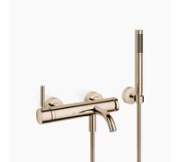 Dornbracht META Mezclador monomando de bañera para montaje en pared, con juego de ducha con manguera, proyección 202mm, 33233660-26, Color: Oro claro