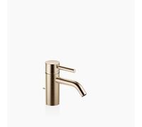 Dornbracht META Mezclador monomando de lavabo con juego de desagüe, 125 mm de proyección, con estructura biselada, 33505660-27, Color: Oro claro cepillado