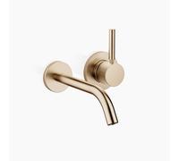 Dornbracht META mezclador monomando mural de lavabo sin juego de desagüe, proyección 190mm, rociador redondo enriquecido con aire, 36860660-27, Color: Oro claro cepillado