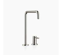 Dornbracht META SQUARE mezclador de dos agujeros con rosetas simples, 235mm de proyección, 32815861-06, Color: Platino cepillado