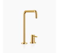 Dornbracht META SQUARE mezclador de dos agujeros con rosetas simples, 235mm de proyección, 32815861-28, Color: latón cepillado