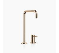 Dornbracht META SQUARE mezclador de dos agujeros con rosetas simples, 235mm de proyección, 32815861-46, Color: Champán cepillado