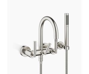 Dornbracht Mezclador de bañera TARA para montaje en pared con flexo de ducha, 240mm de proyección, 25133882-06, Color: Mate platino