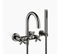 Dornbracht Mezclador de bañera TARA para montaje en pared con flexo de ducha, desviador de bañera/ducha, 240mm de proyección, 25133892-19, Color: Cromo oscuro
