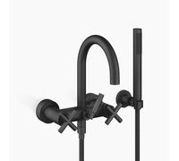 Dornbracht Mezclador de bañera TARA para montaje en pared con flexo de ducha, desviador de bañera/ducha, 240mm de proyección, 25133892-33, Color: Negro Mate