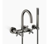 Dornbracht Mezclador de bañera TARA para montaje en pared con flexo de ducha, desviador de bañera/ducha, 240mm de proyección, 25133892-99, Color: Platino oscuro mate