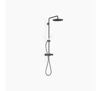 Dornbracht Showerpipe con termostato de ducha sin ducha de mano, ducha de pie de proyección 450mm, ducha de techo 300mm, 34460979-33, Color: Negro Mate
