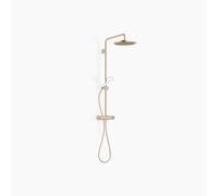 Dornbracht Showerpipe con termostato de ducha sin ducha de mano, ducha de pie de proyección 450mm, ducha de techo 300mm, 34460979-27, Color: Oro claro cepillado