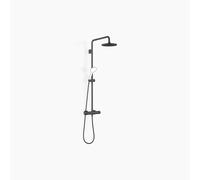 Dornbracht Showerpipe con termostato de ducha, sin ducha de mano, proyección de la ducha de pie 450mm, ducha de techo 220mm, 34459979-33, Color: Negro Mate