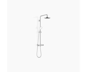 Dornbracht Showerpipe con termostato de ducha, sin ducha de mano, proyección de la ducha de pie 450mm, ducha de techo 220mm, 34459979-93, Color: Cromado cepillado