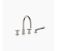 Dornbracht TARA Mezclador de cuatro orificios para bañera o alicatado, desviador automático de bañera/ducha, 220 mm de proyección, 27512892-06, Color: Mate platino
