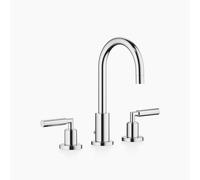 Dornbracht TARA mezclador de lavabo de tres agujeros, con desagüe automático, proyección de 135 mm, 20710882-00, Color: cromado